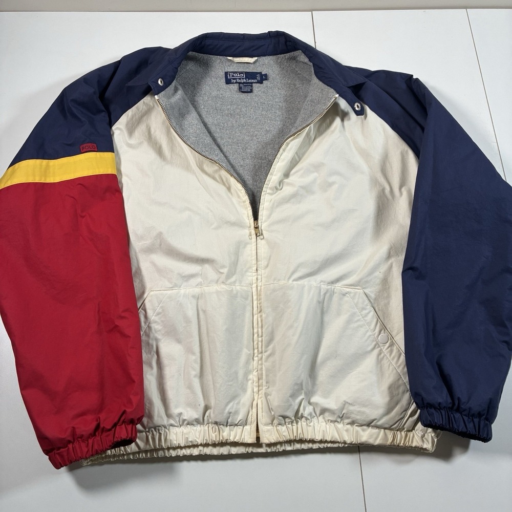 RARE Vintage Polo Ralph Lauren Blanket Lined Jacket L Colorblock Bi Swing